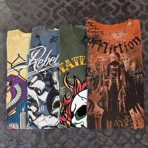 Big T-Shirt And Hat Bundle Affliction, Broken Promises, Rebel Saints State Crew